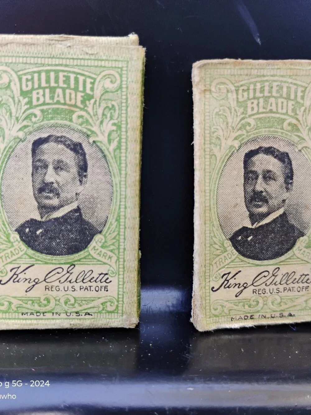 antique Gillette razor blades 1 full 1 partial packs Made in USA circa 1911-1927
